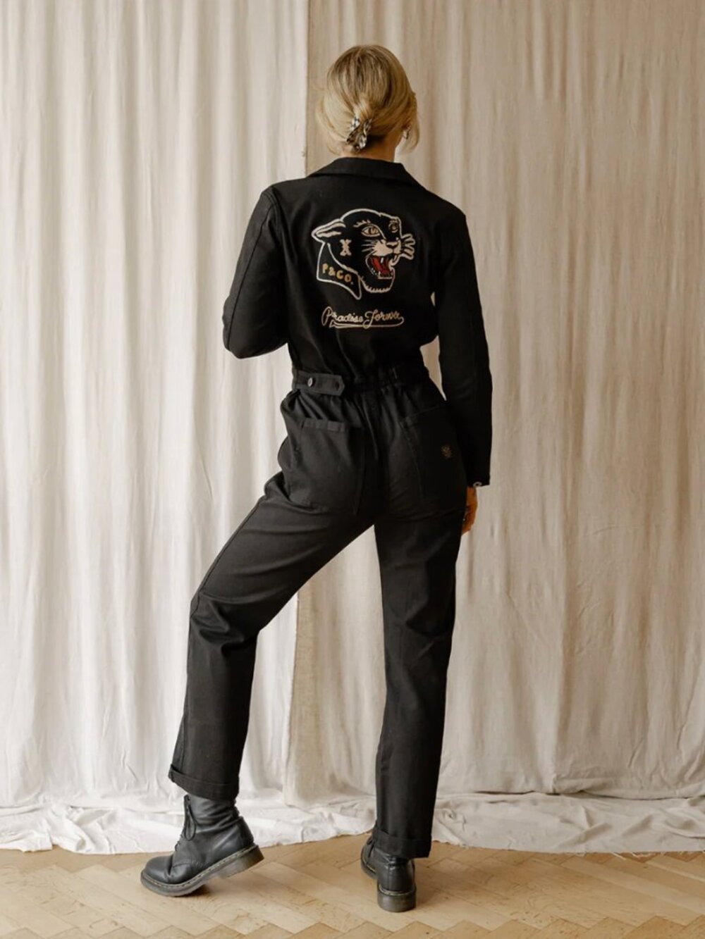 P&CO Paradise Forever Boilersuit in Washed Black Size UK8/US4